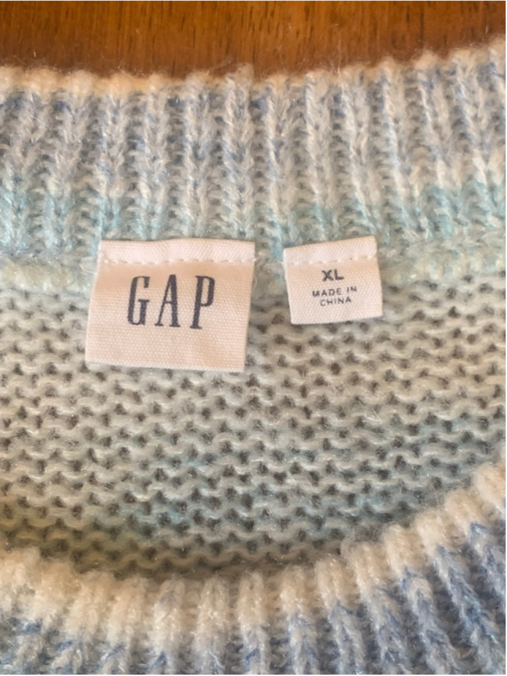 GAP Sweater XL Blue and White Stripes Super Soft - Picture 2 of 5